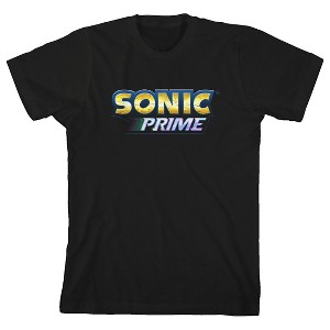 Sonic Prime Logo Crew Neck Short Sleeve Boy's Black T-shirt - 1 of 3