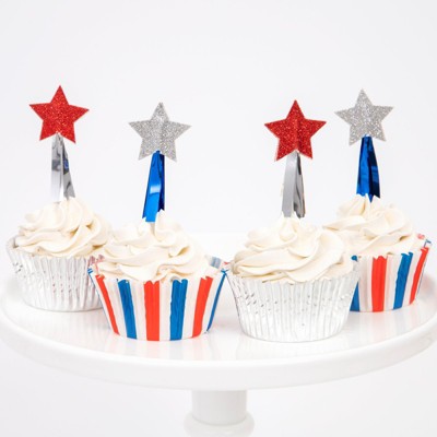 Meri Meri - 4th of July Cupcake Kit - Baking Cups - 4th of July - 24 cupcake liners with toppers