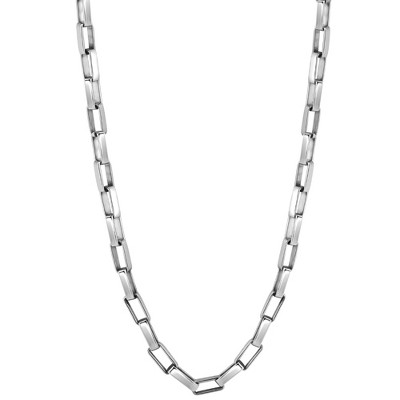 Pompeii3 Men's Polished Steel Clasp Single Tone Rectangle 4mm Flexible Link  22" Chain