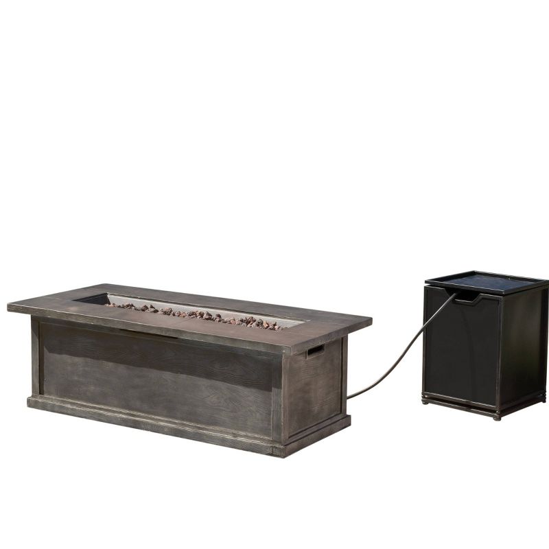 Anchorage 56" MGO Gas Fire Table with Concrete Tank Holder- Rectangular -Gray Wood - Christopher Knight Home, 3 of 10