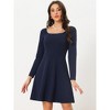 Allegra K Women's Vintage Long Sleeve Beaded Square Neck High Waist A-Line Dress - 3 of 4