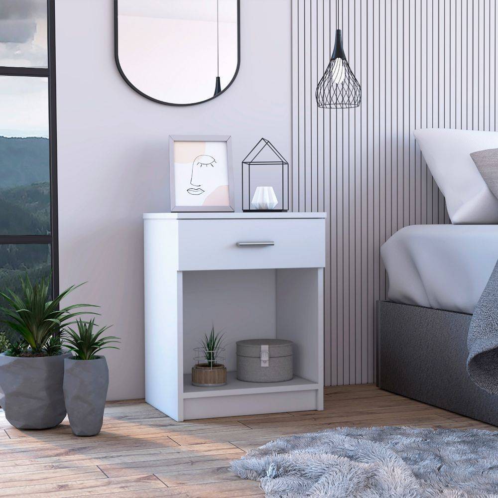 Photos - Storage Сabinet Jerez Nightstand White - Boahaus: Wood Laminate, Spacious Drawer, Meets AS