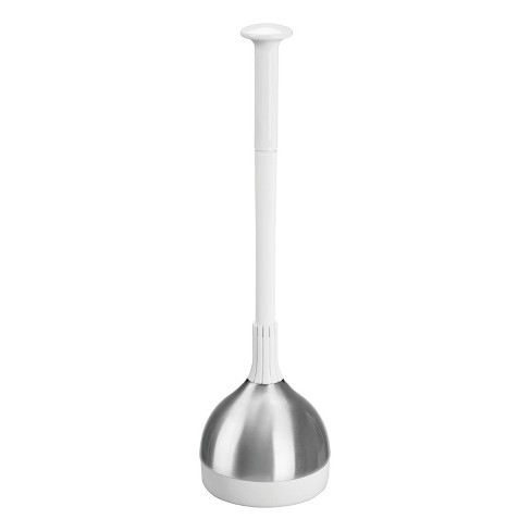 Mdesign Bathroom Toilet Bowl Plunger And Cover - White/brushed ...