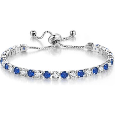 Tennis Bracelets for Women White Gold Plated Diamond AAA+ Cubic Zirconia CZ Dainty Classic Adjustable Slider