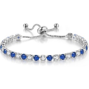Tennis Bracelets for Women White Gold Plated Diamond AAA+ Cubic Zirconia CZ Dainty Classic Adjustable Slider - 1 of 4