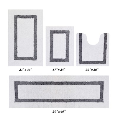 Hotel 4 PC Bath Rug 100% Premium Cotton Tufted Weave Two Tone Reversible Bathroom Rug, Super Soft Absorbent, Machine Washable Bath Mat