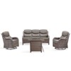4 Piece Patio Furniture Set with Fire Pit Table, 2 x Swivel Rocker Chair, 1 x 3-Seat Sofa, 5 Seats Outdoor Conversation Set for Lawn Garden Backyard - 2 of 4