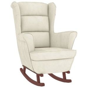 vidaXL Rocking Chair Light Gray Velvet, Solid Rubber Wood, Foam Standard - 1 of 4