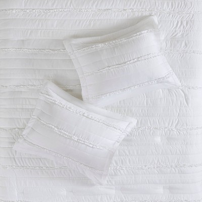 White California King Microfiber Ruffled Comforter Set