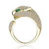Guili Gold Panther Head Open Band Ring Adorned with Emerald Green and Clear Cubic Zirconia for a Bold, Luxurious, and Fashion-Forward Look - 2 of 3