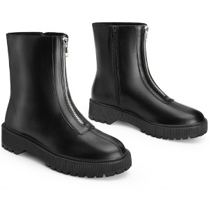 BLISSFUL STEP Platform Block Heel Booties with Zipper Dressy Combat Boots for Women - 1 of 4