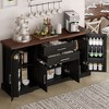 KTMBDW Modern Farmhouse Sideboard Buffet Cabinet, Barn Doors Buffet Storage Cabinet with Drawers and Shelves, Wood Coffee Bar for Kitchen - 2 of 4