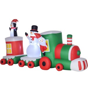 TopComfy Decorative Holiday Scene Props Inflatable Christmas Train with Santa Snowman Penguin Festive for Yard, Multicolored, 10.24"*10.24"*10.24" - 1 of 4