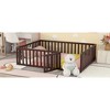 Queen Size Wood Floor Bed Frame with Fence and Door - 3 of 4