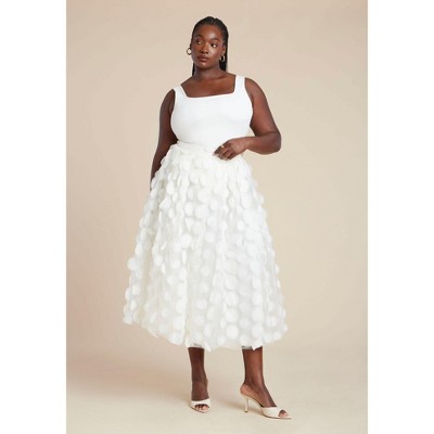 ELOQUII Women's Plus Size Dimensional Dot Full Skirt