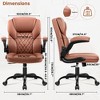KERDOM Office Chair Computer Desk Chair PU Leather Swivel Executive Task Chair with Adjustable Height, Brown - 2 of 4