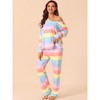 cheibear Women's Cotton Rainbow-Stripe Long Sleeves Lounge with Pants Pajama Set - 2 of 4