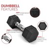 5lb 8lb 10lb 12lb 15lb Coated Rubber Hex Dumbbell, Pair of 2 - 4 of 4
