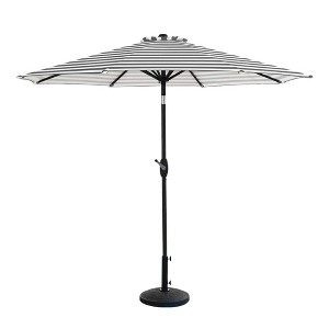 WestinTrends 9 Ft Outdoor Patio Market Table Umbrella with Decorative Round Resin Base - 1 of 3