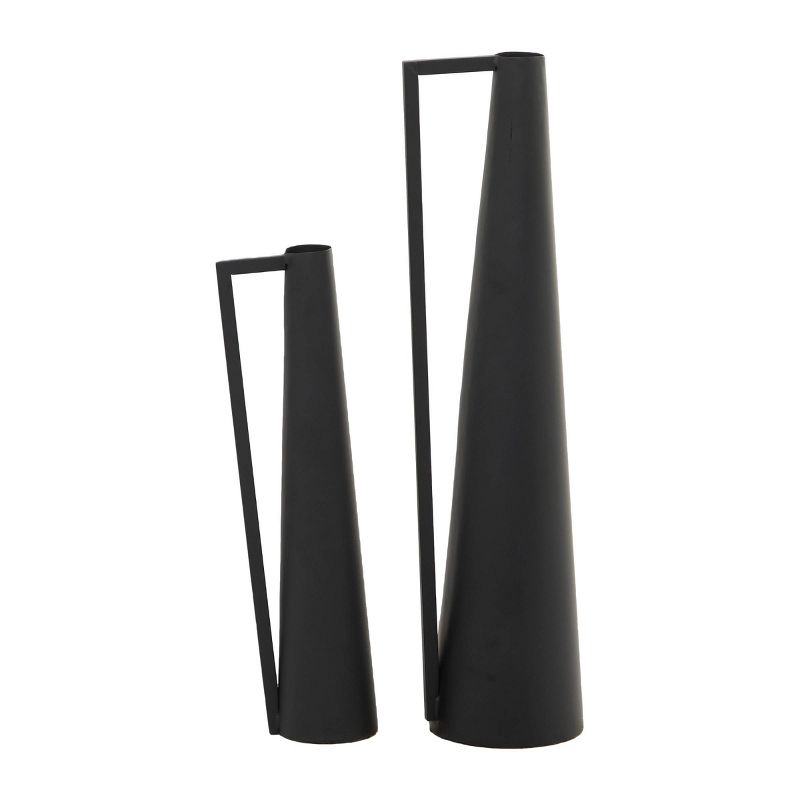 Set of 2 Metal Slim Vase with Handles Black &#8211; CosmoLiving by Cosmopolitan, 4 of 7