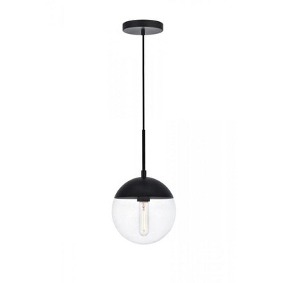 Elegant Lighting Eclipse 1 Light Black Pendant With Clear Glass