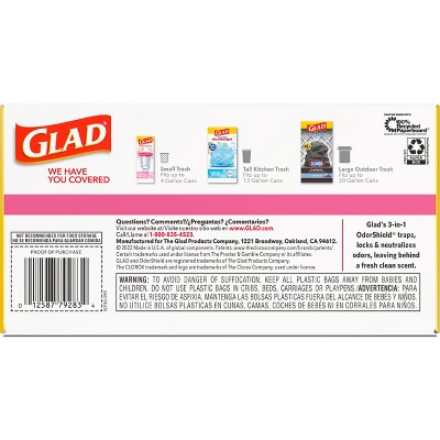 Glad ForceFlex MaxStrength Tall Kitchen Drawstring Pink Trash Bags - Cherry Blossom - 13gal/90ct