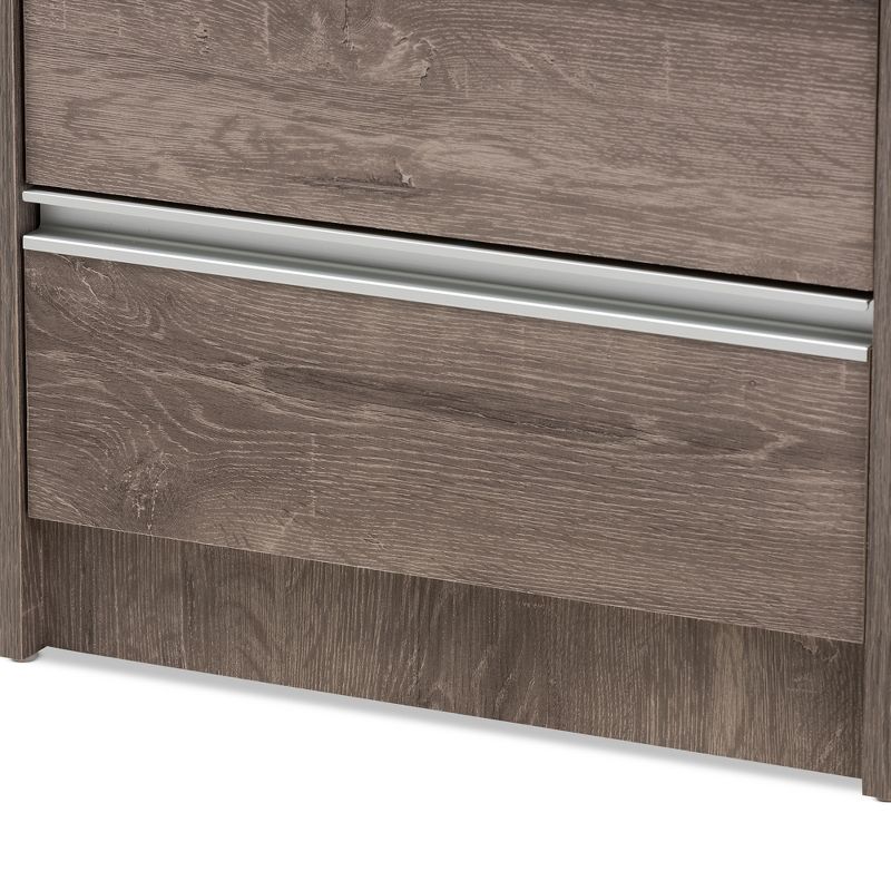Gallia Modern and Contemporary Oak Finished 2 Drawer Nightstand Brown - Baxton Studio, 6 of 11