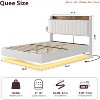Full/Queen/King Size Floating Bed Frame w/ Lights and Storage Headboard, Full/Queen/King Upholstered Metal Platform Bed with Charging Station - 2 of 4