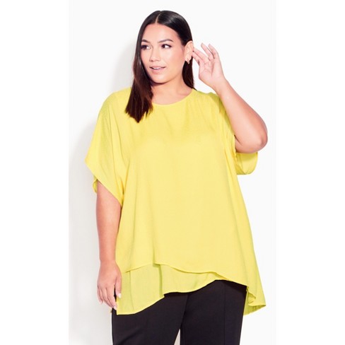Ave Studio| Women's Plus Size Isla Layered Tunic - Lemon - 30w : Target