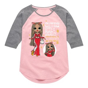 Girls' - LOL Surprise! - Extra w/ a Side of Swag Shirt Tail Raglan Graphic T-shirt - 1 of 4
