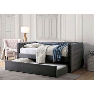 Twin Size Upholstered Daybed with Twin Size Trundle for Bedroom - 1 of 4