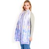 Anna-Kaci Women's Elegant Floral Satin Scarf with Vibrant Blue and Lavender Tones for Chic and Versatile Styling - 3 of 4