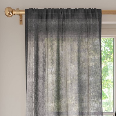 42"x84" Sheer Crinkled Gauze Matelassé Curtain Panel Gray - Room Essentials™