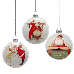 Northlight Norman Rockwell Christmas Disc  Glass Ornaments - 3" - Set of 3 - 1 of 4