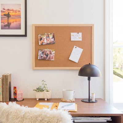 Natural Cork Bulletin Board with Light Wood Frame, 17" x 23"