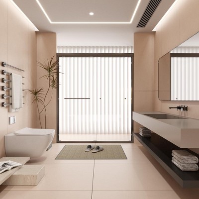 56"-60"Wx70" H Semi-Frameless Double Sliding Shower Door, Bypass Shower Door, 1/4" (6mm) Thick SGCC Tempered Glass Door