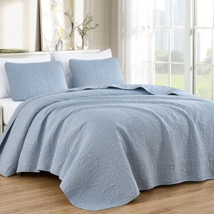 FIONECA Oversized 3 Piece Quilted Bedspread Set Includes Bedspread Matching Shams For Versatile Bedroom Styling - 1 of 4