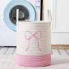 Pink Bow Laundry Hamper Tall Cotton Rope Laundry Basket Hamper Large Bow Girly Nursery Basket Storage - 4 of 4