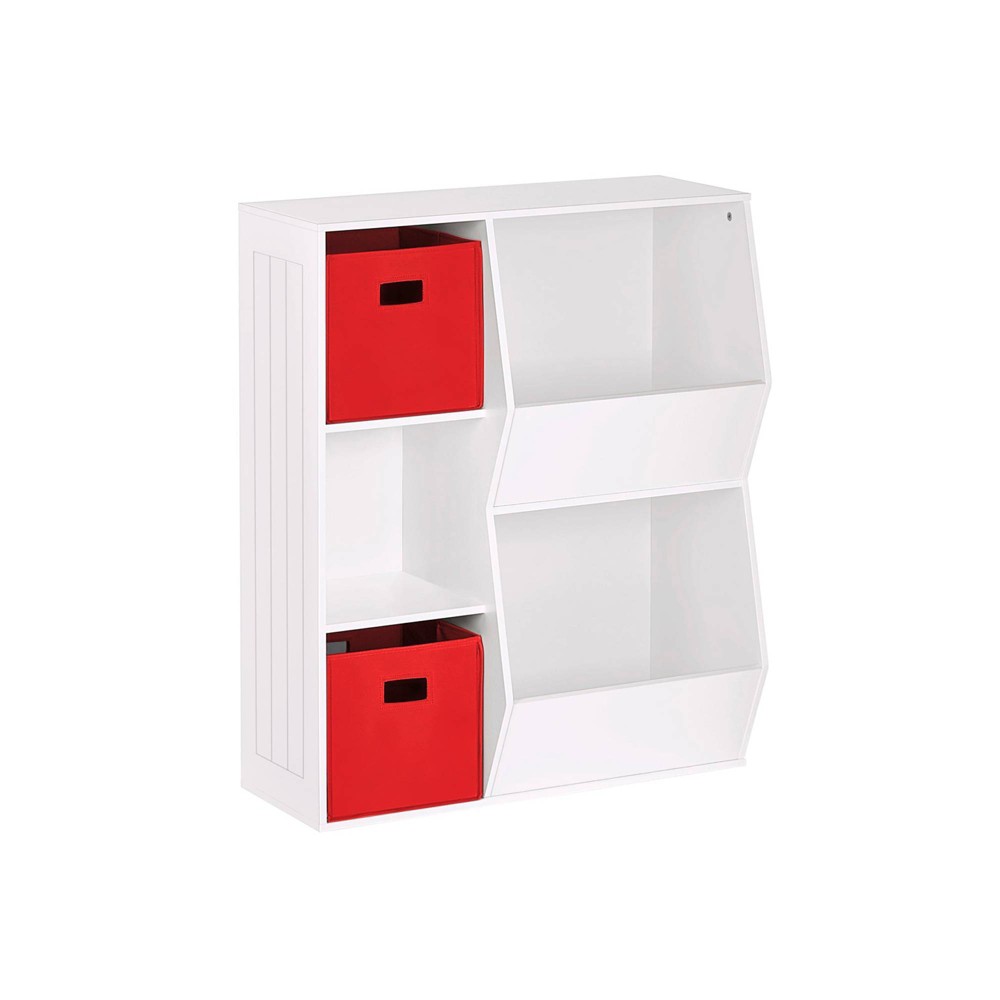 Photos - Wardrobe 3pc Kids' Floor Cabinet Set with 2 Bins White/Red - RiverRidge Home