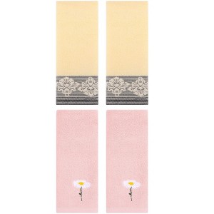 REGALWOVEN 4 Pcs Soft Absorbent Floral Pattern Hand Towels - 1 of 4