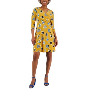 Kasper Womens Floral 3/4 Sleeve Fit & Flare Dress - 1 of 1