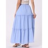 Allegra K Women's High Waist Tiered Belt Ruffle Lattice Texture Casual A Line Maxi Skirt - 4 of 4