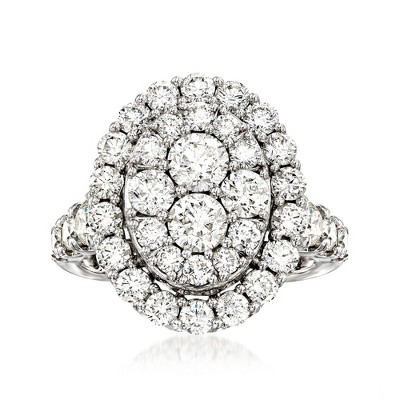 Ross-Simons 3.50 ct. t.w. Diamond Cluster Oval Ring in 14kt White Gold