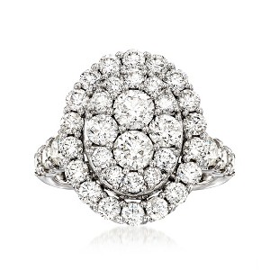 Ross-Simons 3.50 ct. t.w. Diamond Cluster Oval Ring in 14kt White Gold - 1 of 4