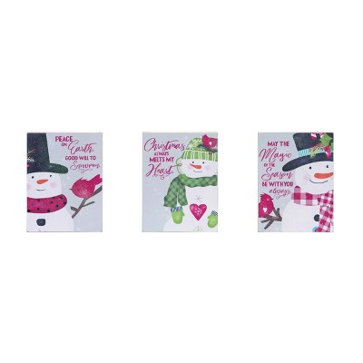 Transpac Wood 8 in. Multicolor Christmas Glitter Snowman Decor Set of 3