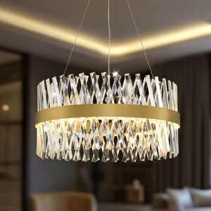 CityFurn Modern Round LED Crystal Chandelier Drum Pendant Light - 1 of 4