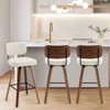 Bekrvio 26"/29” Swivel Bar Stools Set of 3, Upholstered Faux Leather Barstools with Back, Bar Chairs Island Stools for Kitchen Counter - 2 of 4