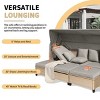 77.8" Gray  Outdoor Wicker Patio Sofa Set with Adjustable Canopy & Table, 4 Seat Sectional with Ottomans and Cushions -3irtyhousy - 2 of 4