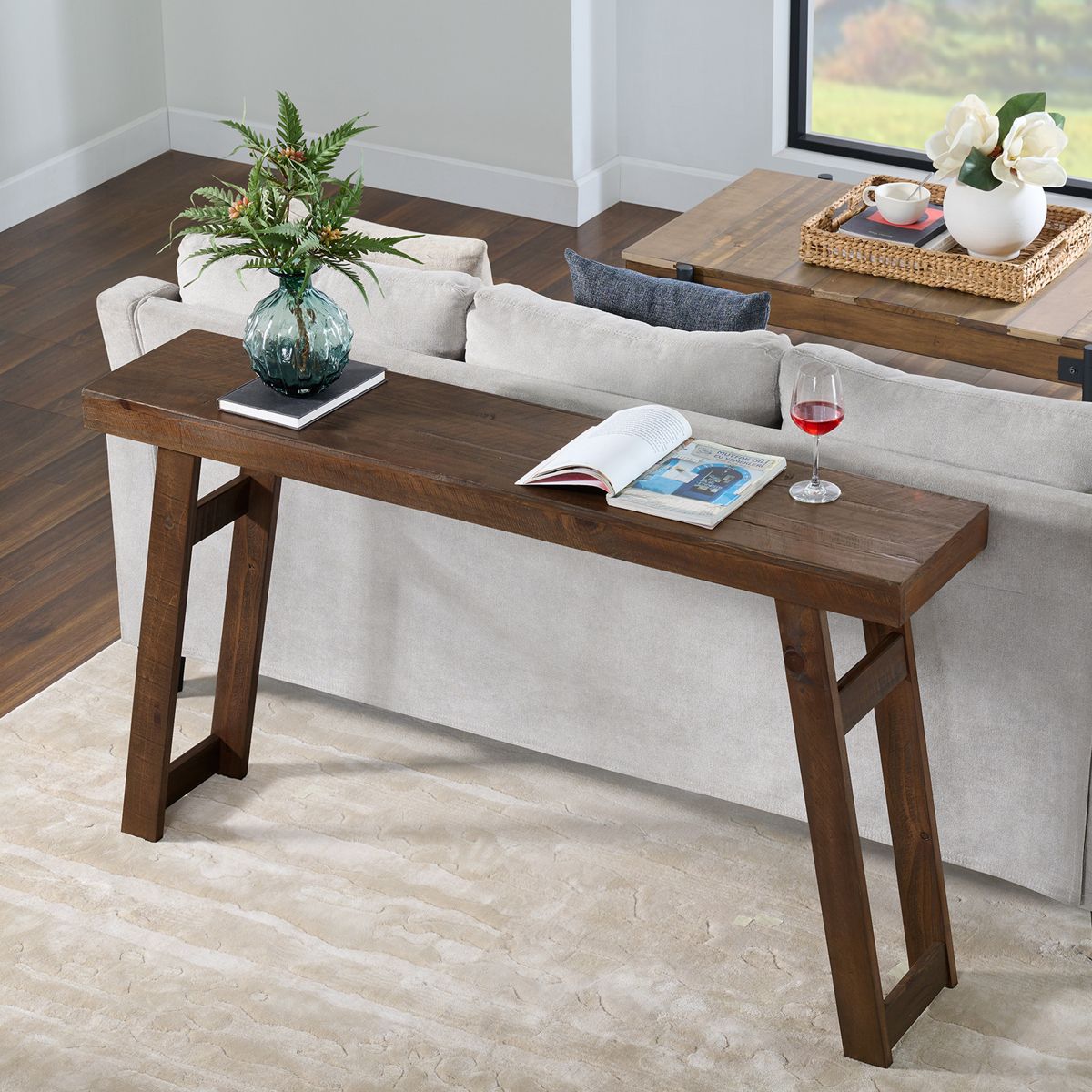 Alaterre Furniture Lawas Solid Wood Console Table - 56 Inch Modern Farmhouse Entryway Table - thumbnail 7