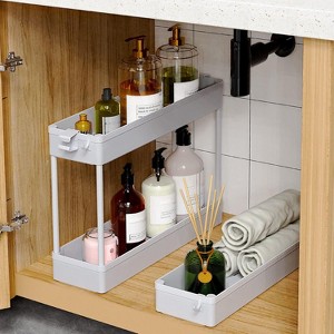 Hachikiko 3 Tier Slim Rolling Storage Cart - Removable Shelves Bathroom Organizer with Lockable Casters, Multi-Purpose Utility Cart - 1 of 3